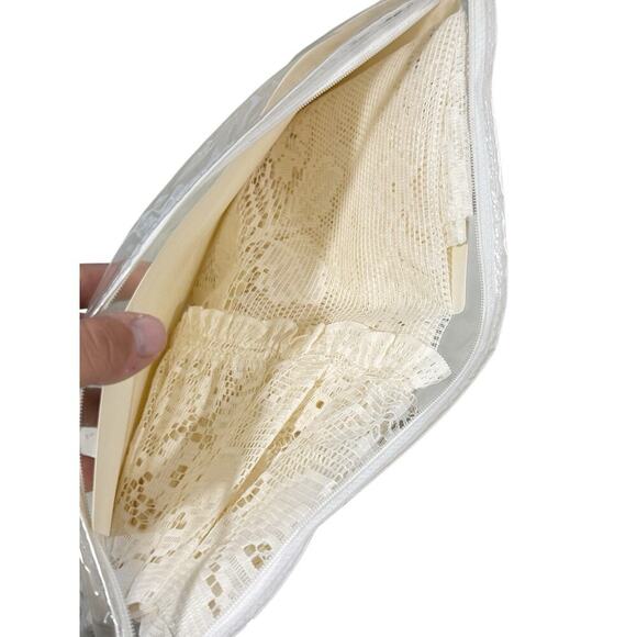 Vintage Elizabeth Gray Eggshell Lace Amboise Insert Valance Curtain Panel 46X14 - Picture 2 of 4